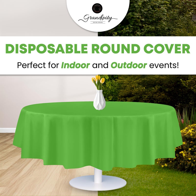 Grandipity 12 Pack Premium Disposable Plastic Tablecloth 84" Inch Decorative Round Table Cover - Lime Green - Image 5